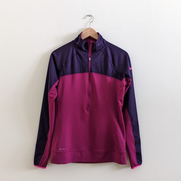 Nike PRO Dri-Fit Half Zip Pullover Size Large Running Top Lined Long Sleeved - Picture 1 of 6